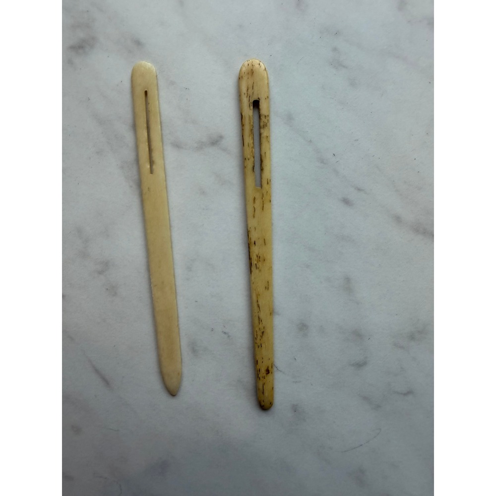 VTG Unbranded Bone Bodkin Sewing Needles OS Cream Antique Hand Carved Notions